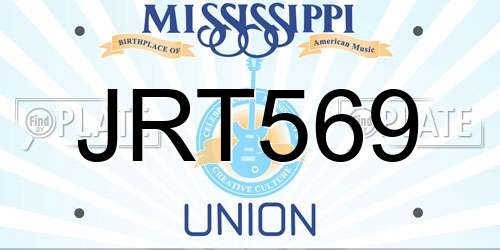 JRT569 Mississippi License Plate