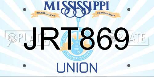 JRT869 Mississippi License Plate