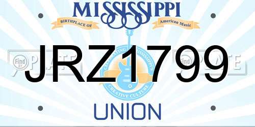 JRZ1799 Mississippi License Plate