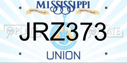 JRZ373 Mississippi License Plate