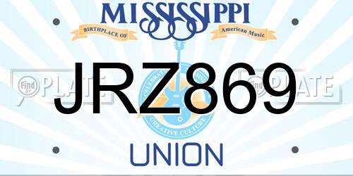 JRZ869 Mississippi License Plate