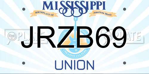 JRZB69 Mississippi License Plate