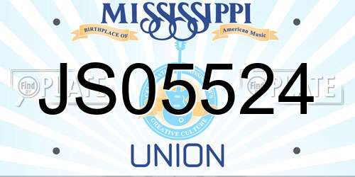 JS05524 Mississippi License Plate