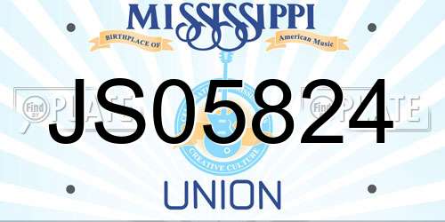 JS05824 Mississippi License Plate