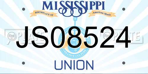 JS08524 Mississippi License Plate