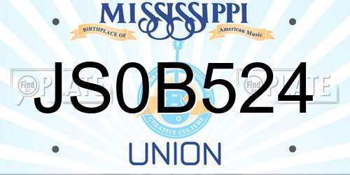 JS0B524 Mississippi License Plate