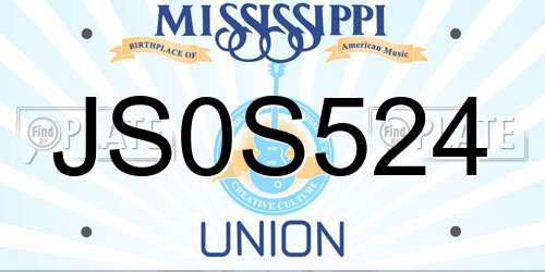 JS0S524 Mississippi License Plate