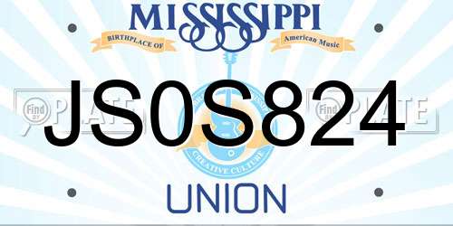 JS0S824 Mississippi License Plate