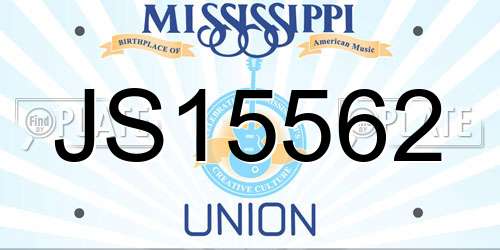 JS15562 Mississippi License Plate