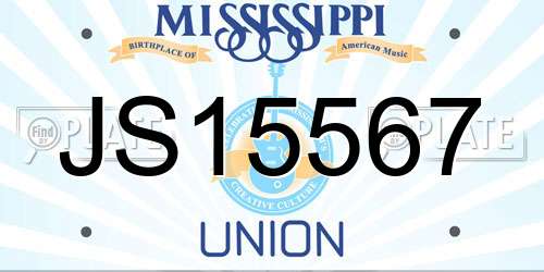 JS15567 Mississippi License Plate