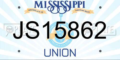 JS15862 Mississippi License Plate