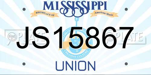 JS15867 Mississippi License Plate