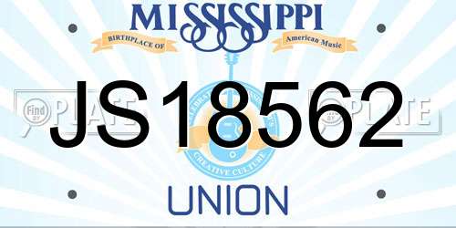 JS18562 Mississippi License Plate