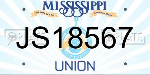 JS18567 Mississippi License Plate