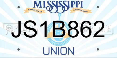 JS1B862 Mississippi License Plate