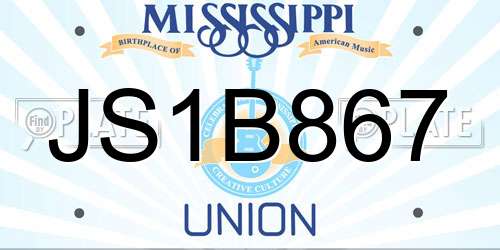JS1B867 Mississippi License Plate