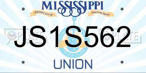 JS1S562 Mississippi License Plate