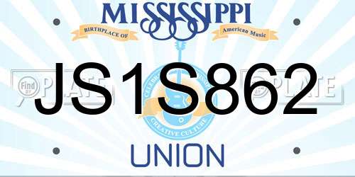 JS1S862 Mississippi License Plate