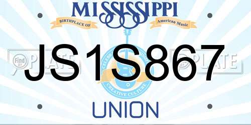 JS1S867 Mississippi License Plate