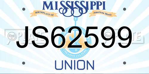 JS62599 Mississippi License Plate
