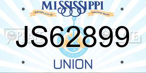 JS62899 Mississippi License Plate
