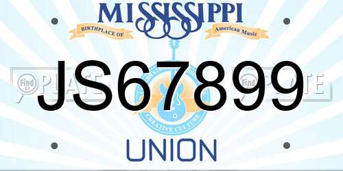 JS67899 Mississippi License Plate