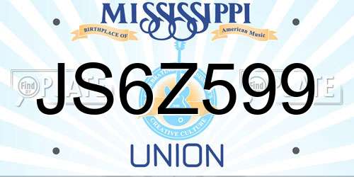 JS6Z599 Mississippi License Plate