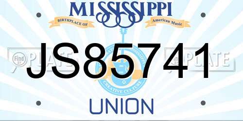 JS85741 Mississippi License Plate