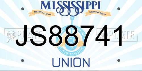 JS88741 Mississippi License Plate