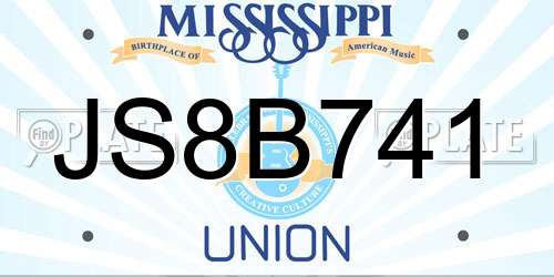 JS8B741 Mississippi License Plate
