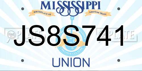 JS8S741 Mississippi License Plate