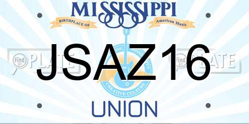 JSAZ16 Mississippi License Plate