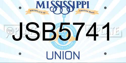 JSB5741 Mississippi License Plate