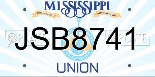 JSB8741 Mississippi License Plate