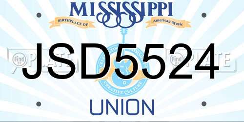 JSD5524 Mississippi License Plate