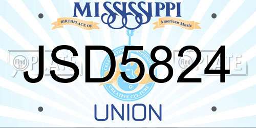 JSD5824 Mississippi License Plate