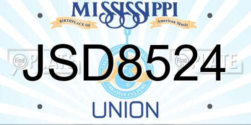 JSD8524 Mississippi License Plate