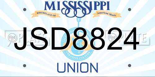 JSD8824 Mississippi License Plate