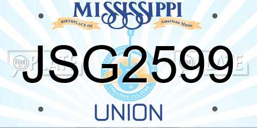 JSG2599 Mississippi License Plate
