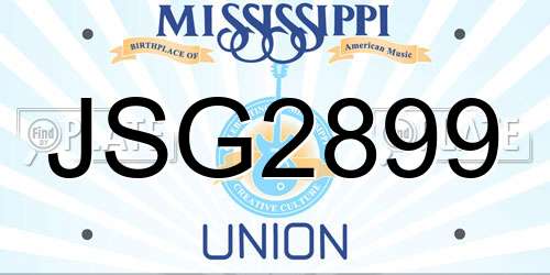 JSG2899 Mississippi License Plate