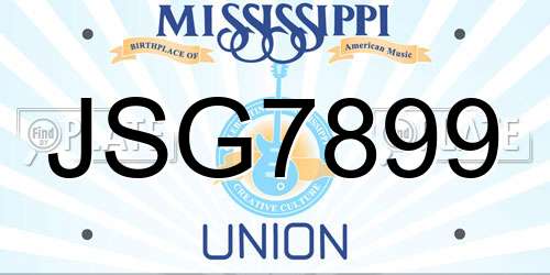 JSG7899 Mississippi License Plate