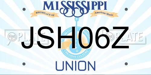 JSH06Z Mississippi License Plate