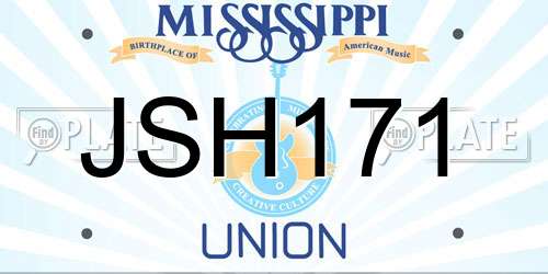JSH171 Mississippi License Plate