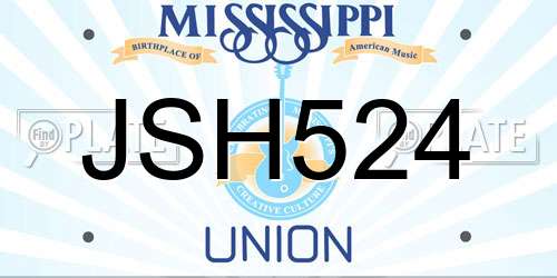 JSH524 Mississippi License Plate