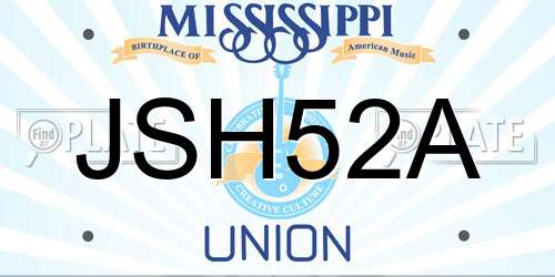 JSH52A Mississippi License Plate