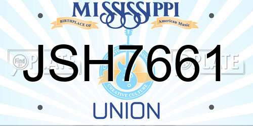 JSH7661 Mississippi License Plate