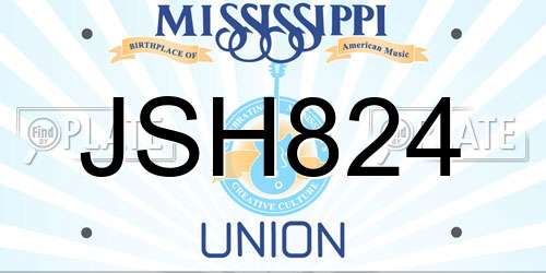 JSH824 Mississippi License Plate