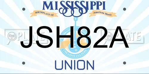 JSH82A Mississippi License Plate