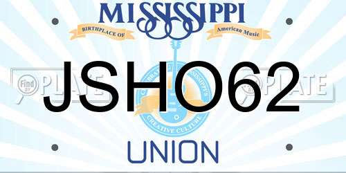 JSHO62 Mississippi License Plate