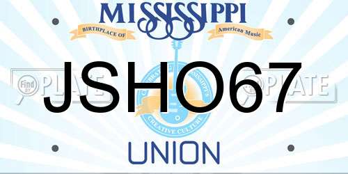 JSHO67 Mississippi License Plate